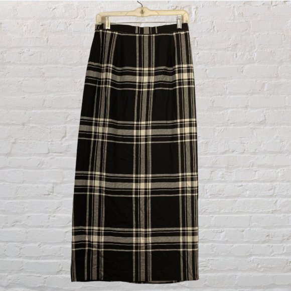 Liz Claiborne Black and White Plaid Wrap-Around Maxi Skirt - Picture 2 of 12